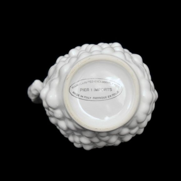 Pier 1 Pitcher White Ceramic Embossed Grapes and Leaves Made in Italy - Picture 8 of 8
